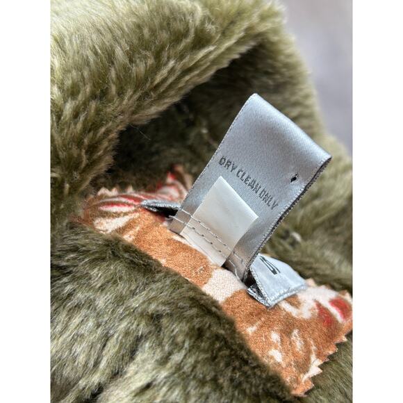 Chico's Green Paisley Faux Shearling Hippie Warm Button Up Coat Jacket Sz 0/XS - Picture 5 of 8